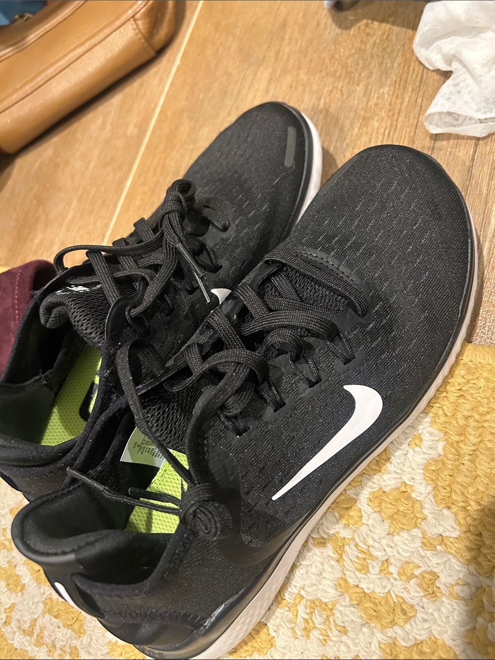 Nike Kids Black Sneakers with White Swoosh